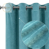2 Pieces Plain Dyed Velvet Eyelet Curtains-Zinc